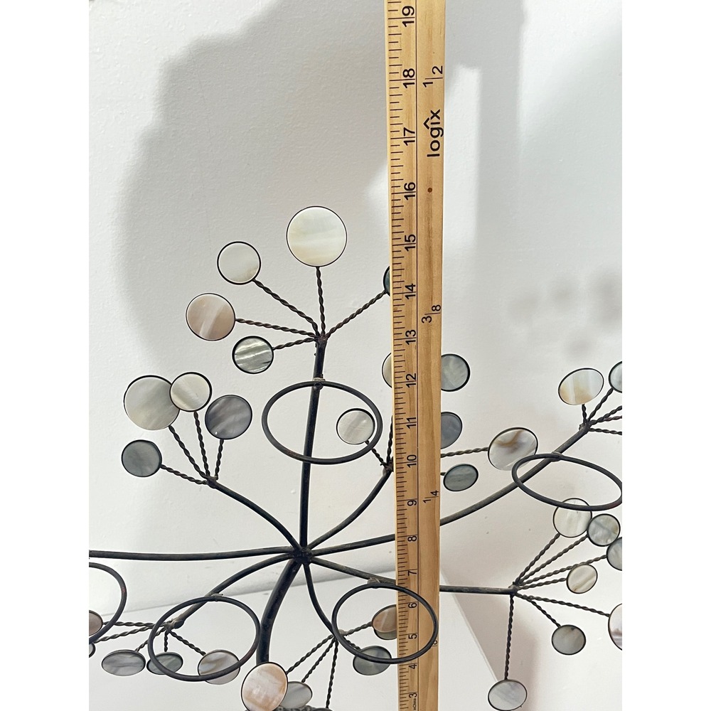 Vintage Metal Tree of life Votive Holder Bronze Mother of Pearl Shell Art - Picture 7 of 8